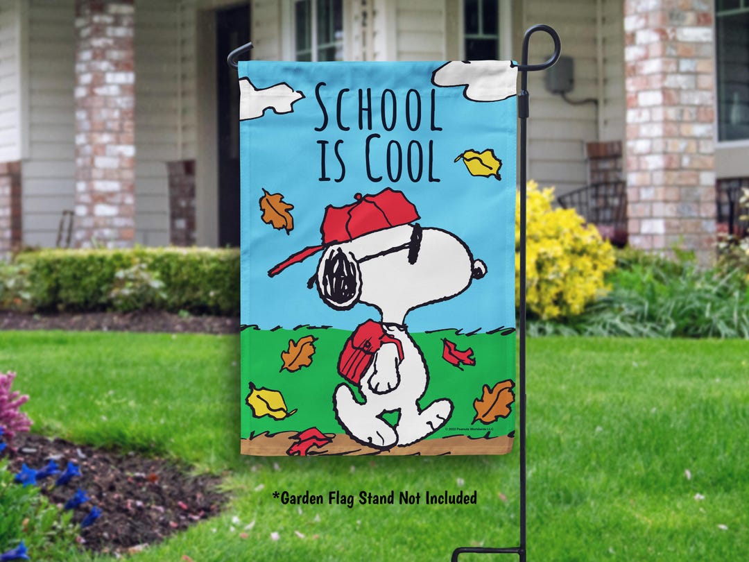 Back to School Snoopy Garden Flag Peanuts School is Cool Flag Fall ...