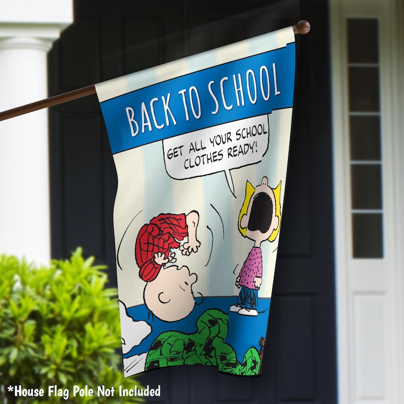 Peanuts Back to School Charlie Brown Garden Flag Funny School House ...