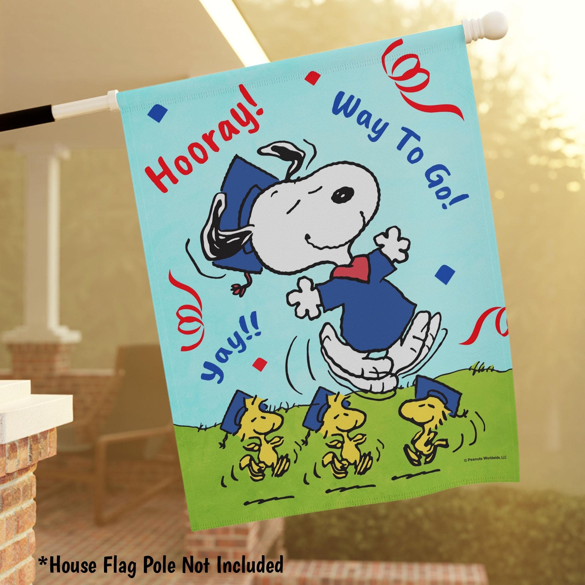 Peanuts Snoopy Graduation Garden Flag or House Flag, Peanuts Outdoor ...