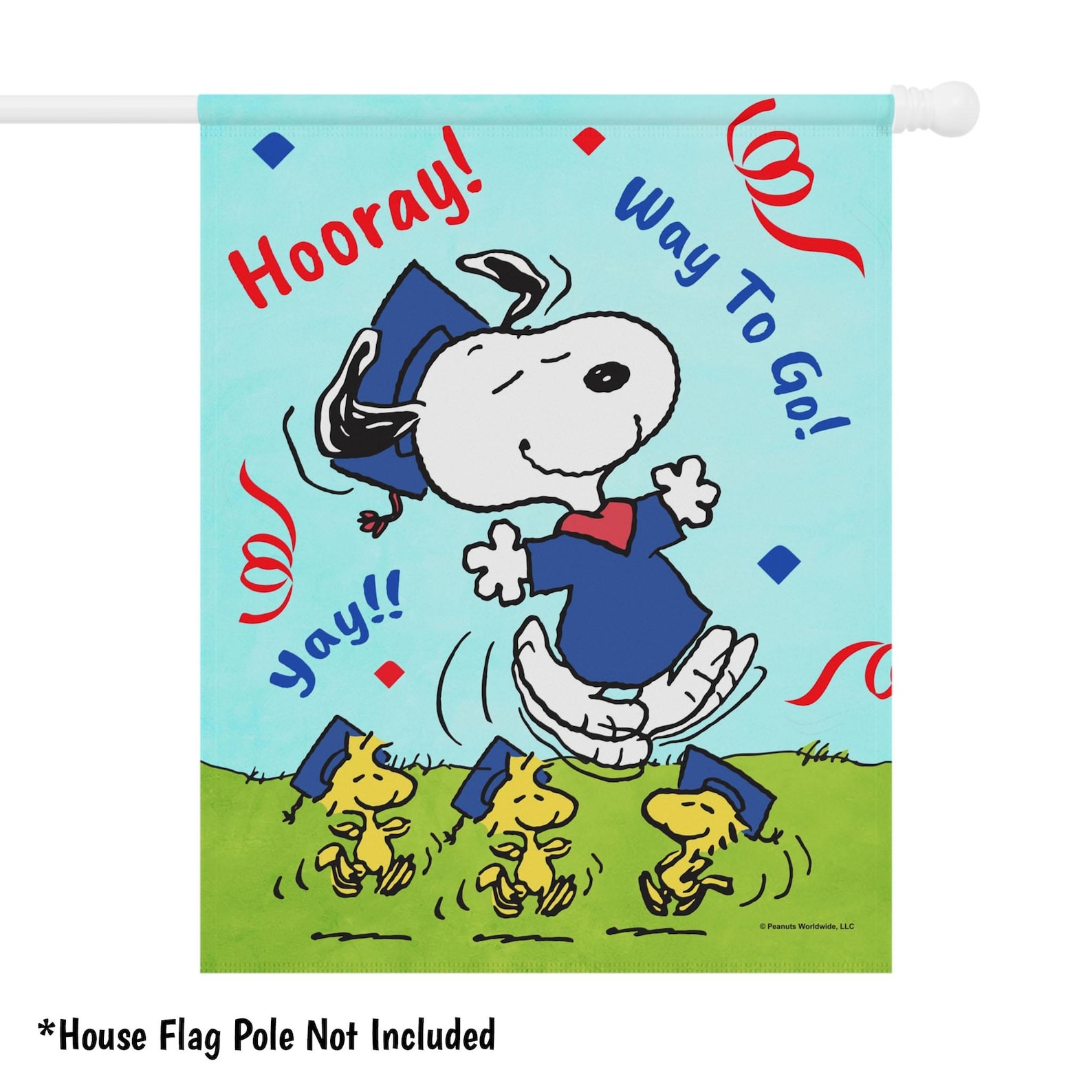 Peanuts Snoopy Graduation Garden Flag or House Flag, Peanuts Outdoor ...