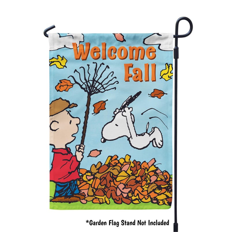 Snoopy Charlie Brown Fall Flag, Peanuts Fall Garden Flag, Fall Welcome Decor, Funny Peanuts Snoopy Flag, Peanuts Lover Gift, Fall Decoration Garden Flag 12.5x18 inches