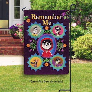 Disney Pixar Coco Remember Me Garden Flag, Coco Halloween Decorations, Dia de los Muertos Flag, Miguel Dante Hector Outdoor House Banner
