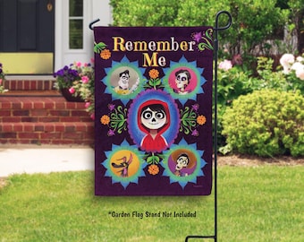 Disney Pixar Coco Remember Me Garden Flag, Coco Halloween Decorations, Dia de los Muertos Flag, Miguel Dante Hector Outdoor House Banner