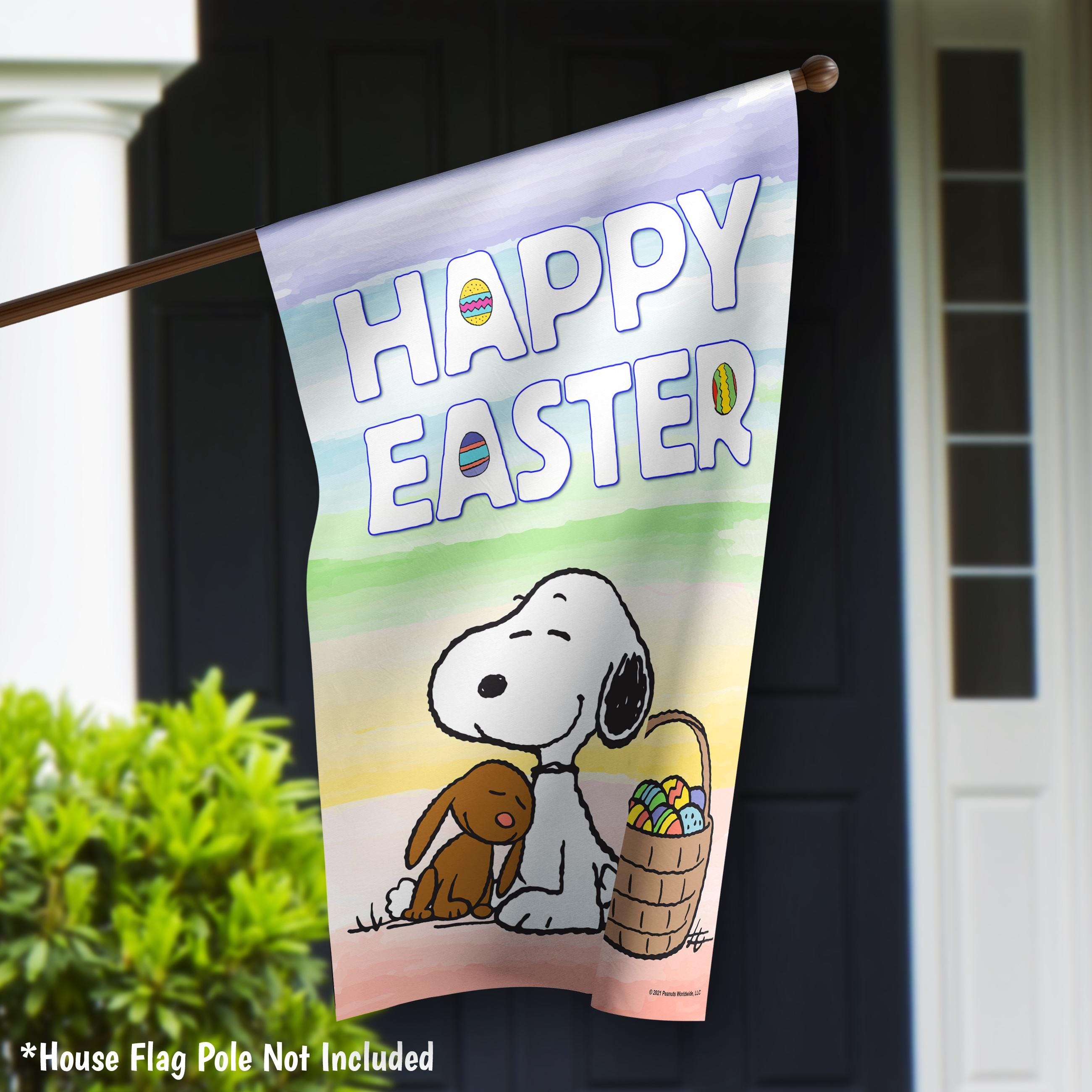 Peanuts Snoopy Easter Flag, Cute Snoopy and Easter Bunny Garden Flag ...