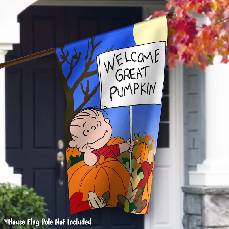 Peanuts Great Pumpkin Linus Garden Flag, Halloween Peanuts Outdoor ...