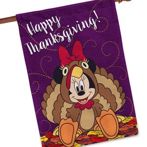 Disney Happy Thanksgiving Minnie Mouse Garden or House Flag 28" x 40" House