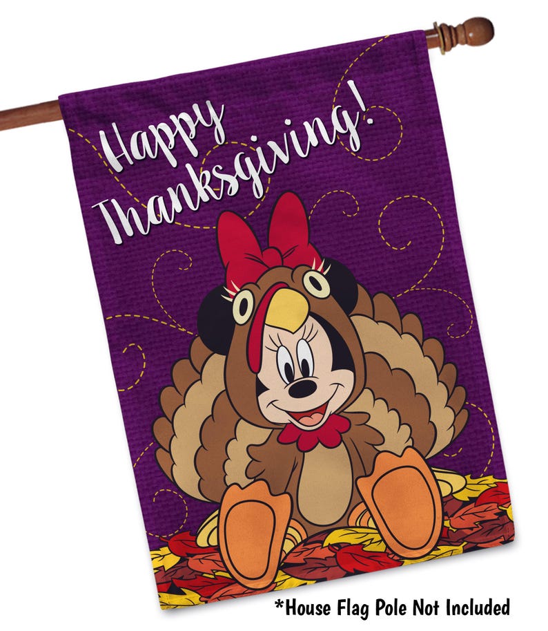 Disney Happy Thanksgiving Minnie Mouse Garden or House Flag 28" x 40" House