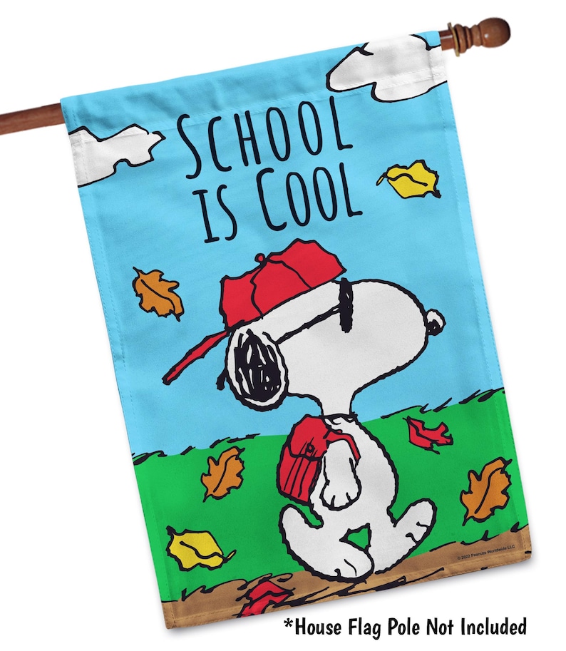 Back to School Snoopy Garden Flag Peanuts School is Cool Flag Fall ...