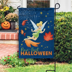 Disney Halloween Flag, Tinkerbell Halloween Garden Flag, Peter Pan Tinker Bell House Flag, Disney Halloween Decor, Pixie-Dust Halloween Tink