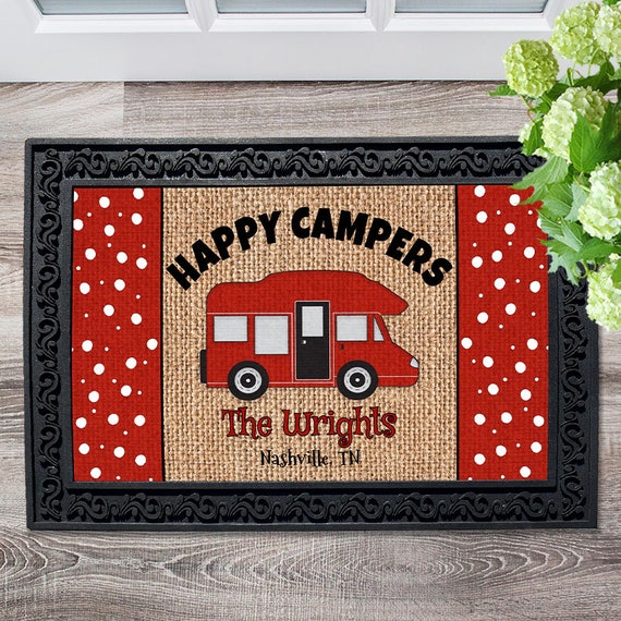 Personalized Happy Camper Doormat