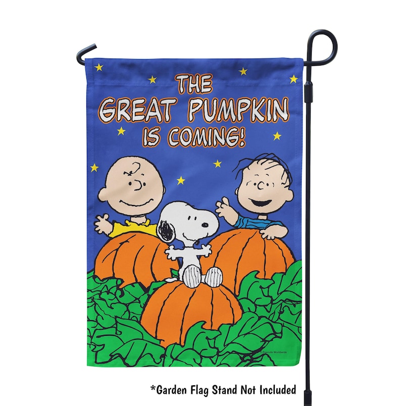 Peanuts Fall Flag, Peanuts Great Pumpkin Charlie Brown Garden Flag ...