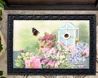 Marjolein Bastin,Summer Residence Butterfly Garden Doormat-18″x30″, Outdoor/Indoor,Heavy Duty Recycled Rubber,Non-Slip Back,Vibrant Colors