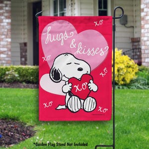 Peanuts Valentines Day Snoopy Garden Flag or House Flag, Snoopy Love Hear, Unique Snoopy Gift - PR image 1