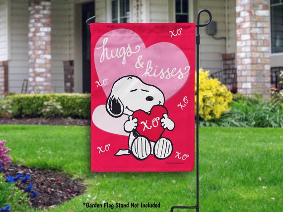 Peanuts Valentines Day Snoopy Garden Flag or House Flag, Snoopy Love Hear, Unique Snoopy Gift - PR