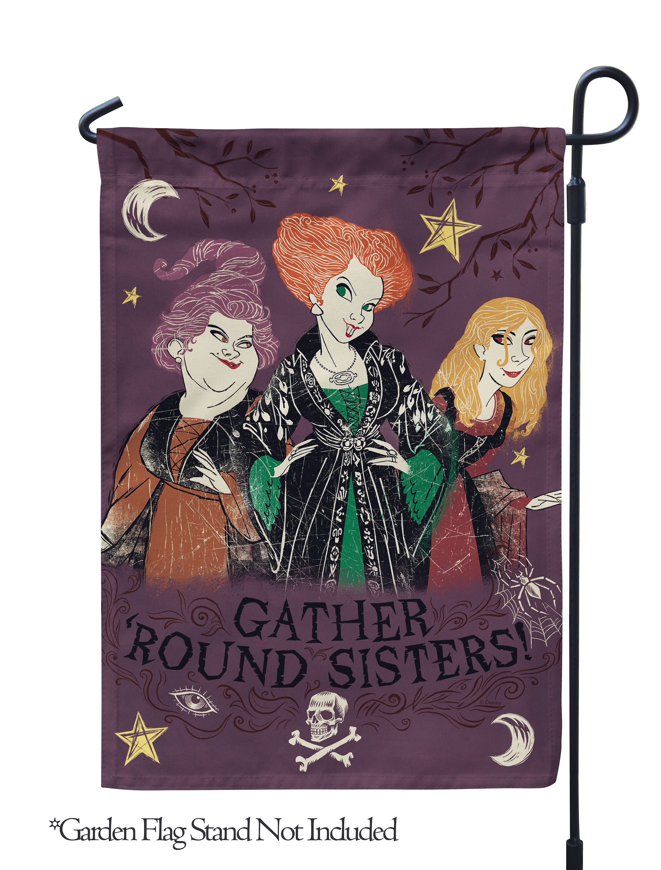 Discover Halloween, Disney Hocus Pocus Gather Round Sisters Garden Flag