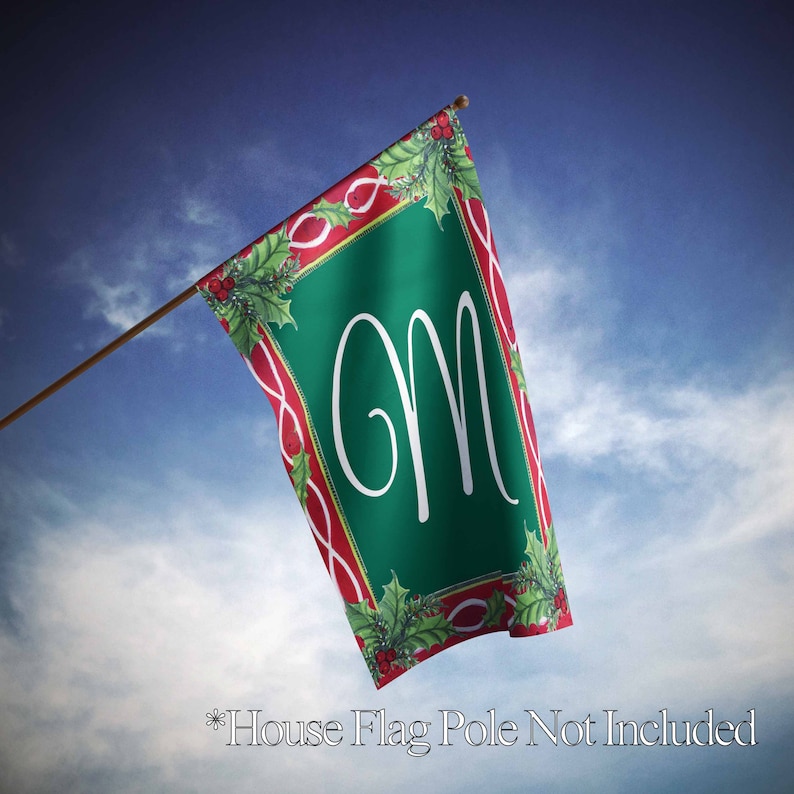 Personalized Monogram Flag Outdoor Flag Holly Monogram Flag Etsy