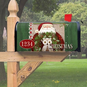 Mailbox Cover, Merry Christmas Santa and Owl Magnetic Mailbox Cover – 6.5″ W x 8.5″ H x 19″ L, Thick Magnetic Material, Christmas, Winter