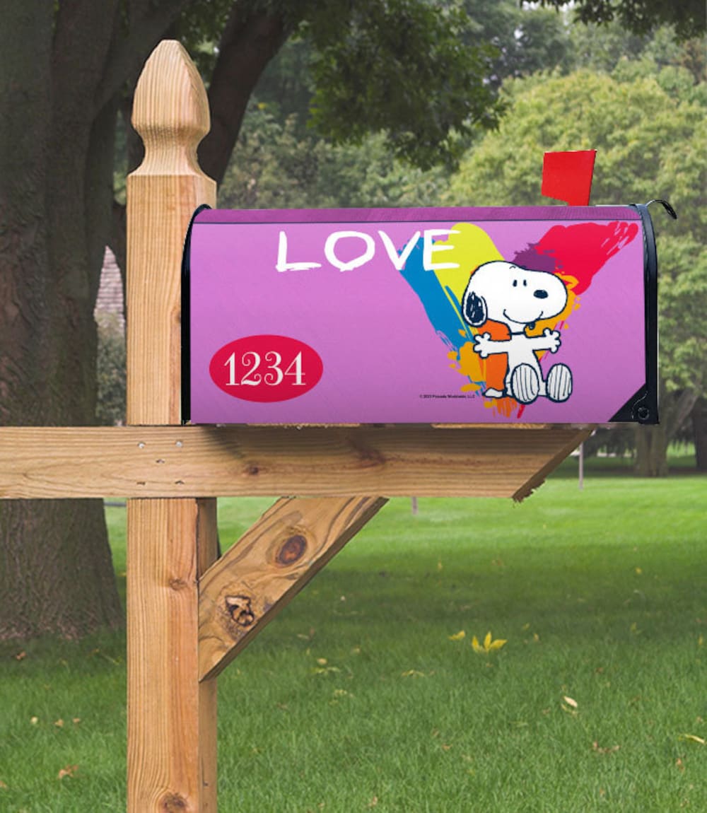 Mailbox Cover, Rainbow Love Snoopy Magnetic Mailbox Cover–6.5″W X 8.5″H X 19″L, Thick Magnetic Material, Valentine'S Day Bespoketshirt Collections