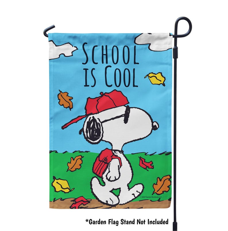 Back to School Snoopy Garden Flag Peanuts School is Cool Flag Fall ...