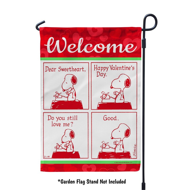 PEANUTS® Comic Strip Valentine Snoopy Garden Flag or House Flag ...