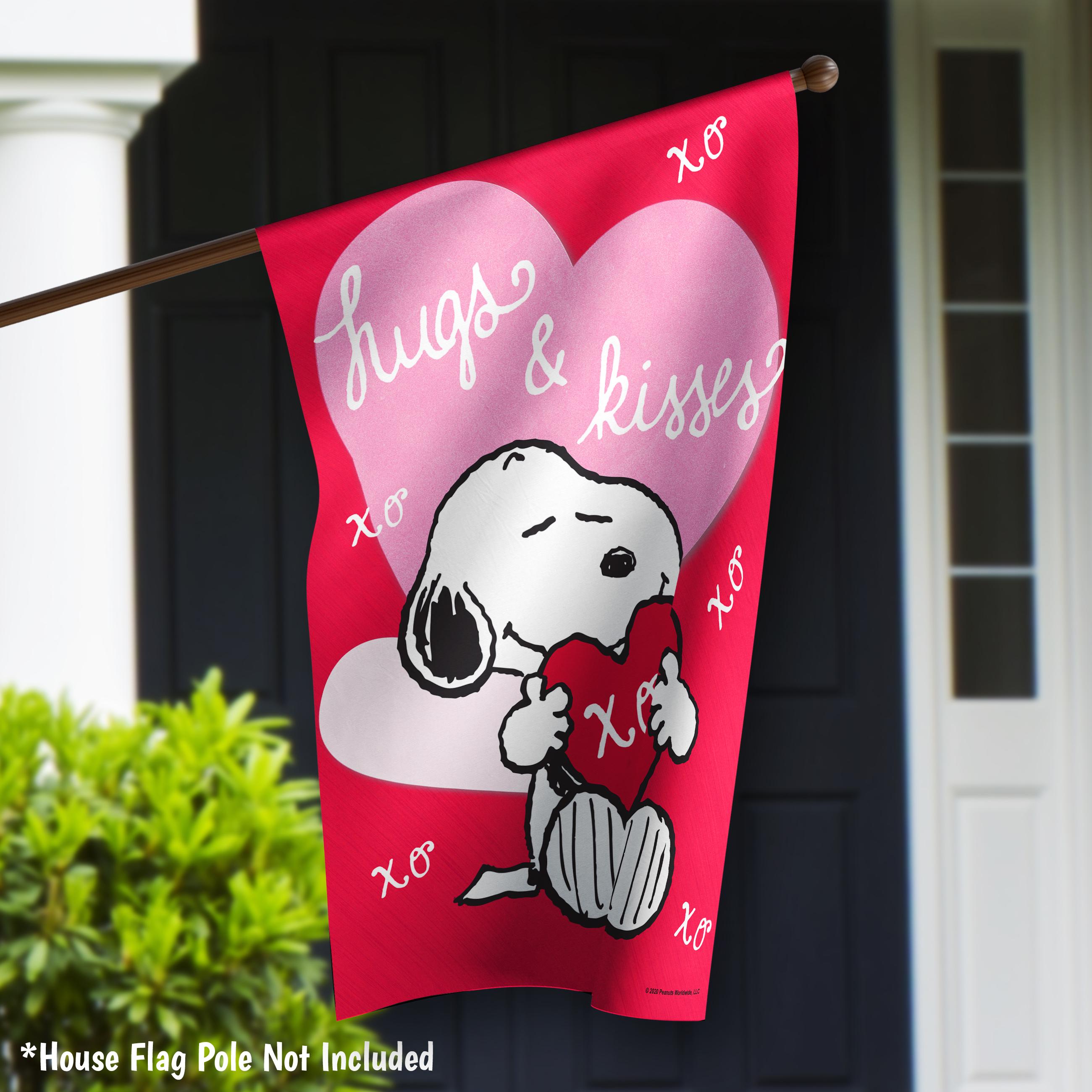 Peanuts Valentines Day Snoopy Garden Flag or House Flag, Snoopy Love ...