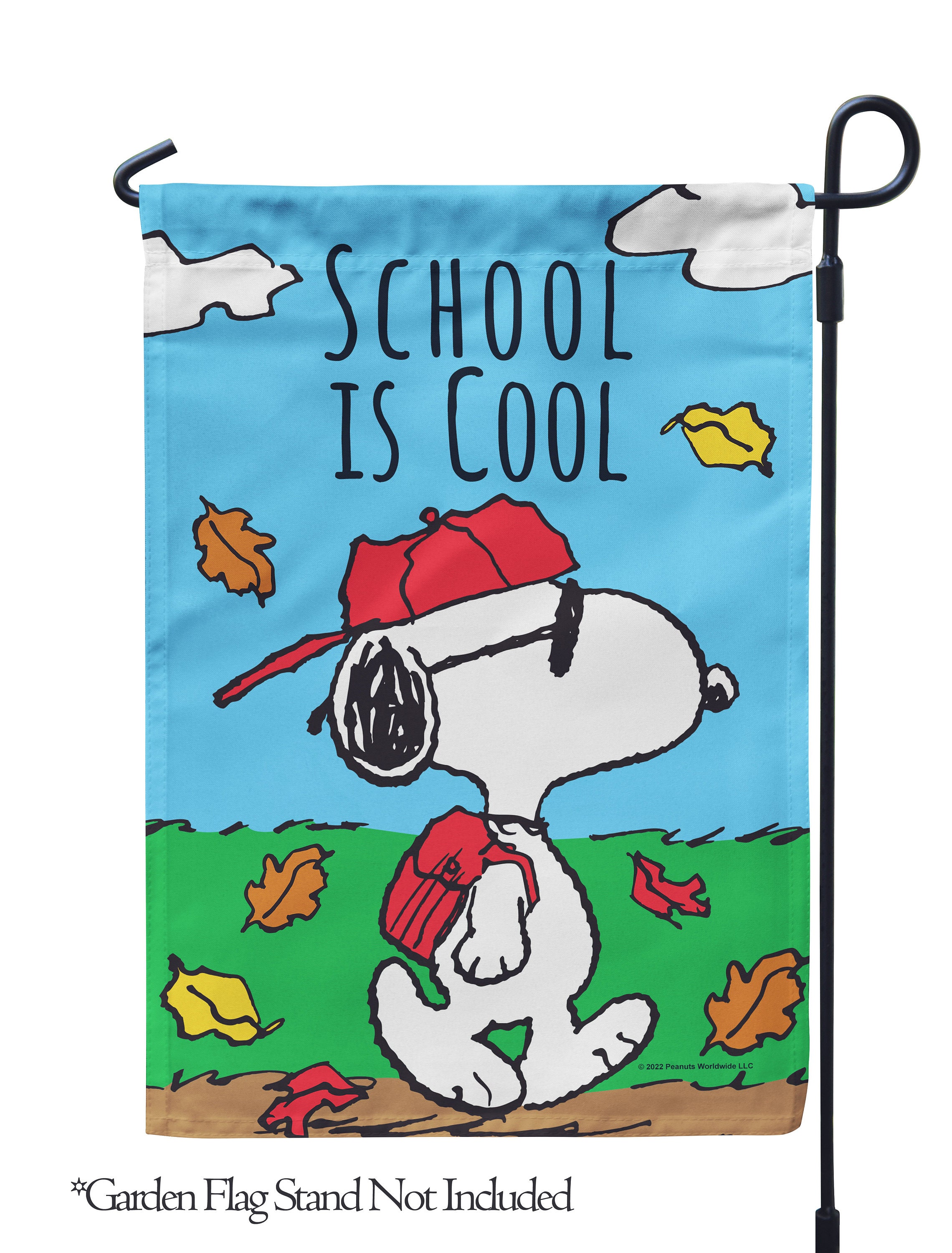 PEANUTS School is Cool Snoopy  Garden Flag, Outdoor, Exclusive Fabric, Licensed Peanuts, Back to School