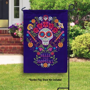 Disney Pixar Coco Seize Your Moment Flag Disney Halloween Day of the Dead Garden Flag Dia de Los Muertos House Banner Sugar Skull Skeleton