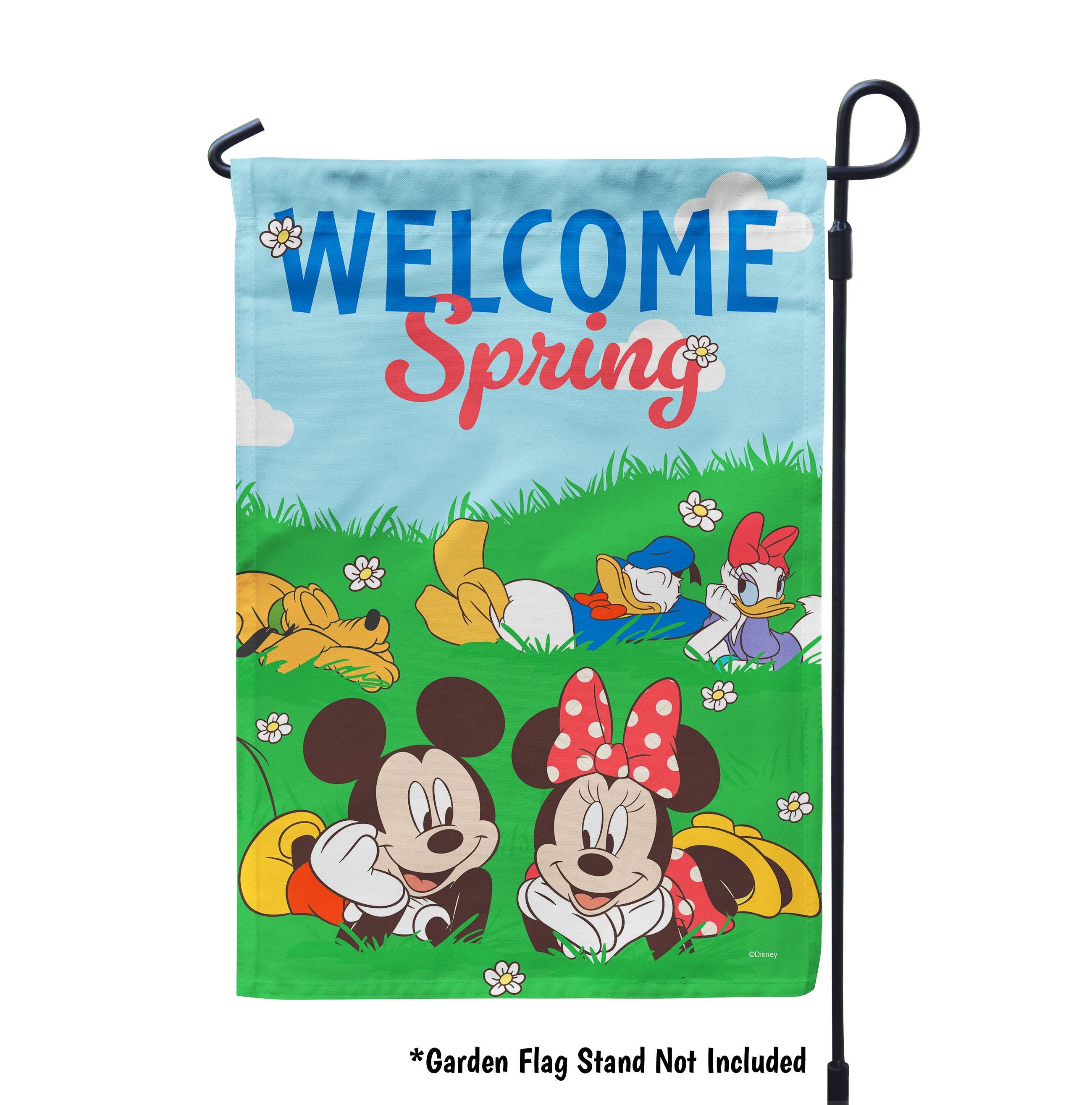 Wdw Spring Mickey Disney Mickey and Friends Welcome Spring Garden Flag or House Flag - Etsy