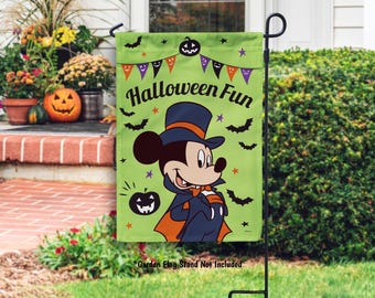 Disney Mickey Mouse Halloween Flag, Cute Halloween Decor Disney Garden Flag or House Flag, Vampire Mickey Happy Halloween, Disney Lover Gift