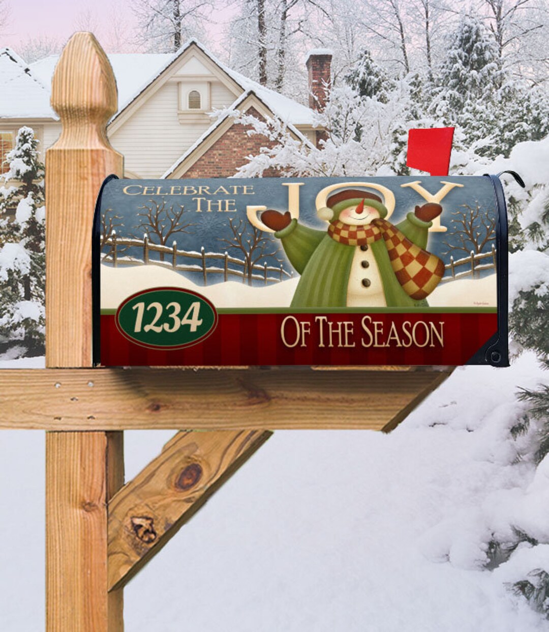 Mailbox Cover, Celebrate the Joy of the Season Snowman Mailbox Cover 6.