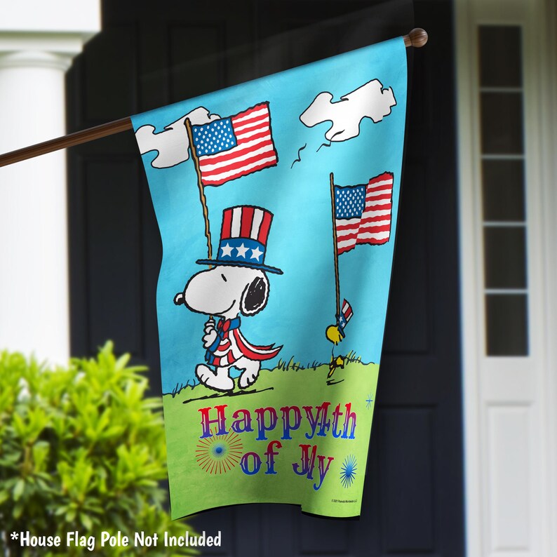 Snoopy Patriotic July 4th Garden Flag Peanuts Outdoor Decor Summer Yard ...