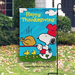 PEANUTS® Thanksgiving Snoopy Garden Flag, Thanksgiving Decor House Flag, Peanuts Fall Decor, Outdoor Autumn Decor, Snoopy Gift - PR