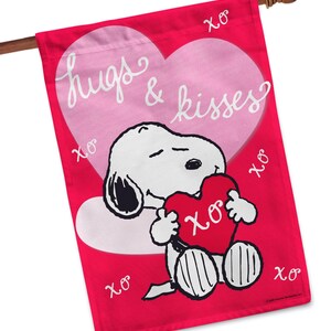 Peanuts Valentines Day Snoopy Garden Flag or House Flag, Snoopy Love Hear, Unique Snoopy Gift - PR 24.5" x 32" House inches