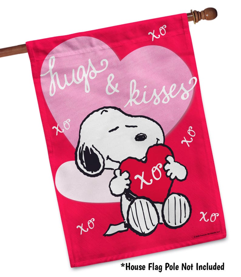 Peanuts Valentines Day Snoopy Garden Flag or House Flag, Snoopy Love Hear, Unique Snoopy Gift - PR 24.5" x 32" House inches
