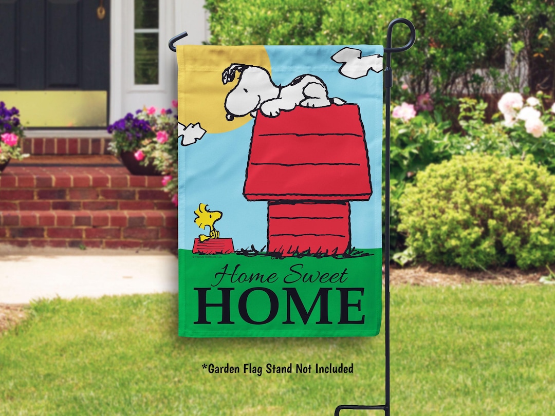 Peanuts Snoopy Home Sweet Home Garden Flag Snoopy and Woodstock Spring ...