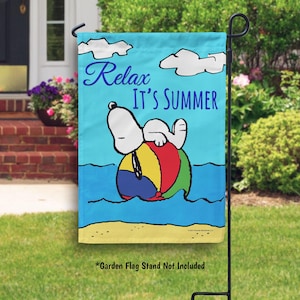 PEANUTS Relax, It's Summer Snoopy Garden Flag or House Flag, Officially Licensed PEANUTS Summer Outdoor Decor