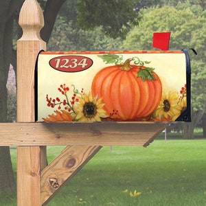 Harvest Pumpkin Fall Magnetic Mailbox Cover Custom Decorative Mailbox Cover Topper Outdoor Fall Decor Elegant Autumn Seasonal Decoration