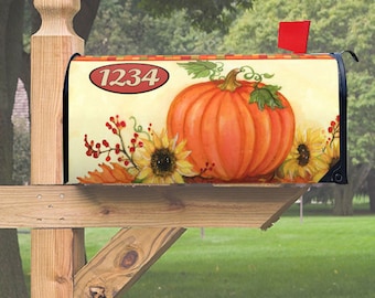 Harvest Pumpkin Fall Magnetic Mailbox Cover Custom Decorative Mailbox Topper Autumn Outdoor Decor