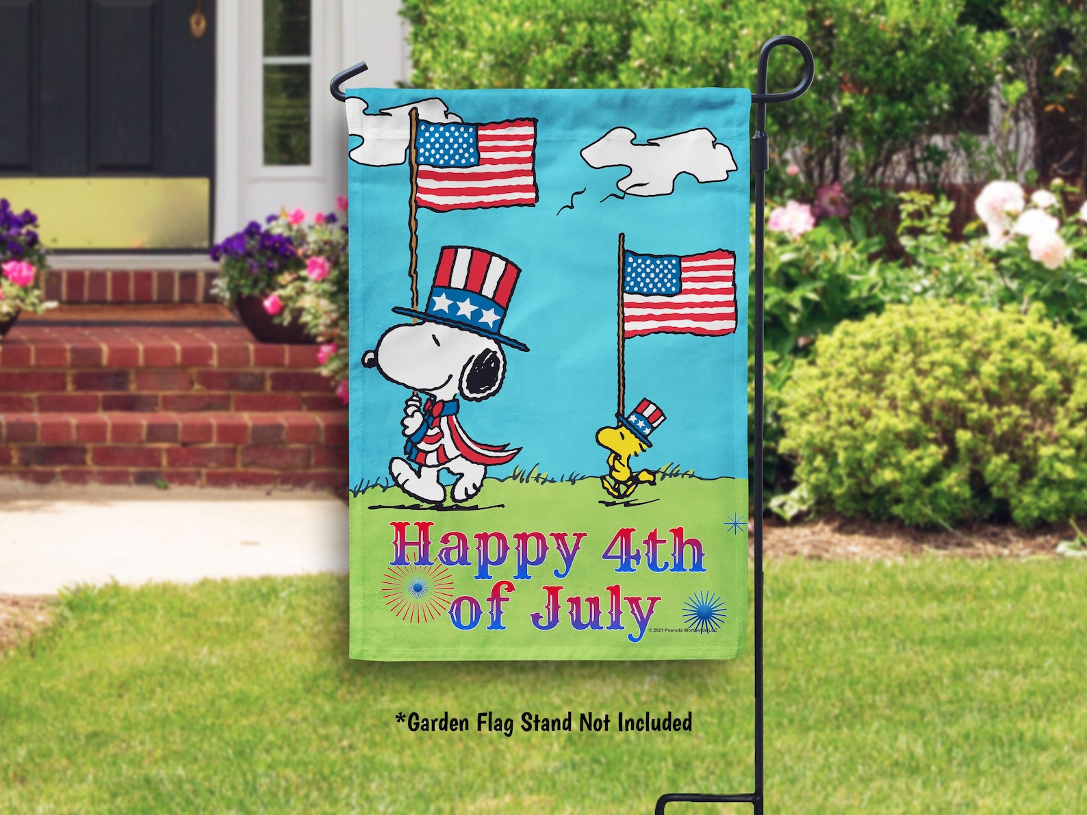 Snoopy Patriotic July 4th Garden Flag Peanuts Outdoor Decor Summer Yard ...
