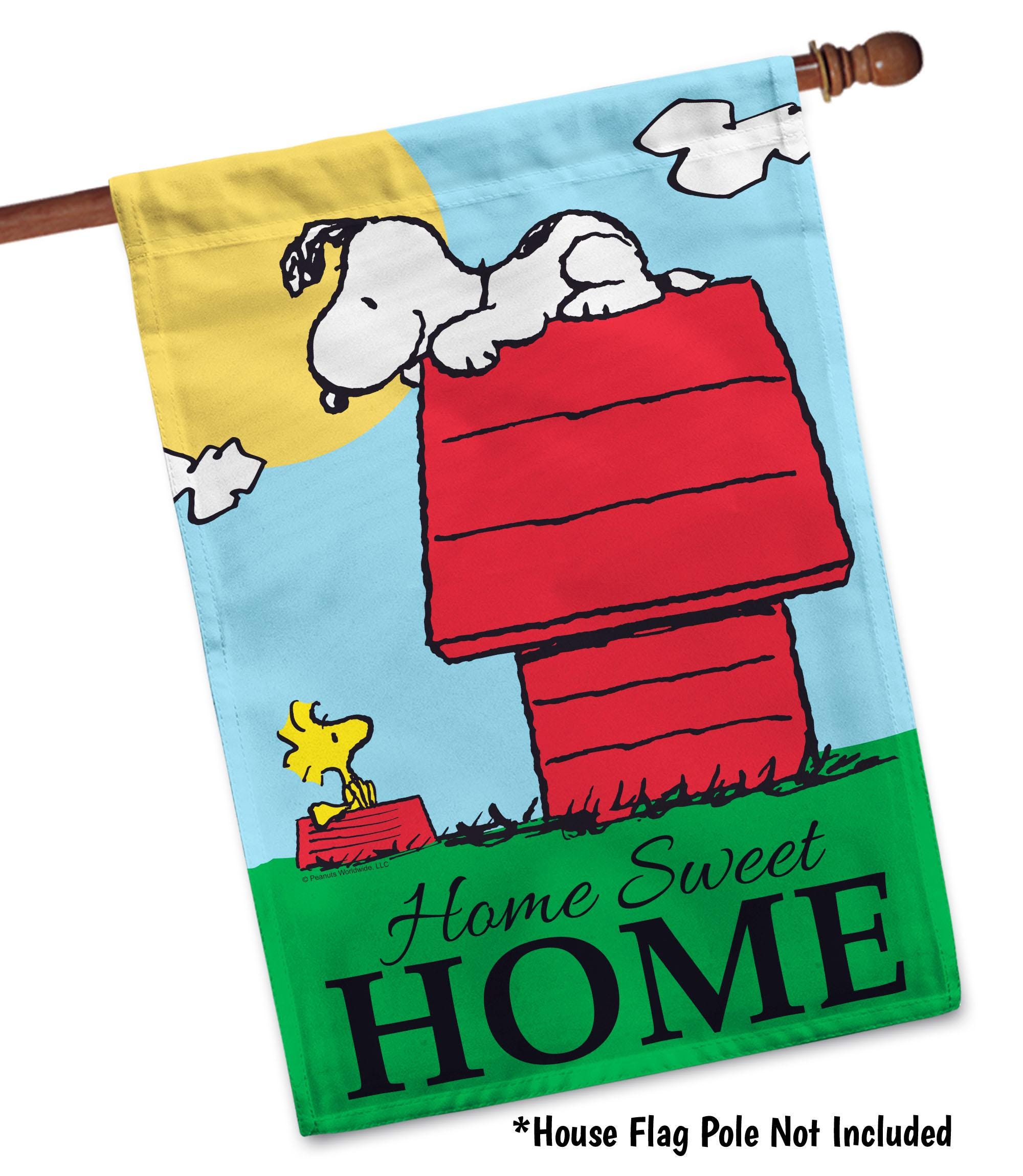 Peanuts Snoopy Home Sweet Home Garden Flag Snoopy and Woodstock Spring ...