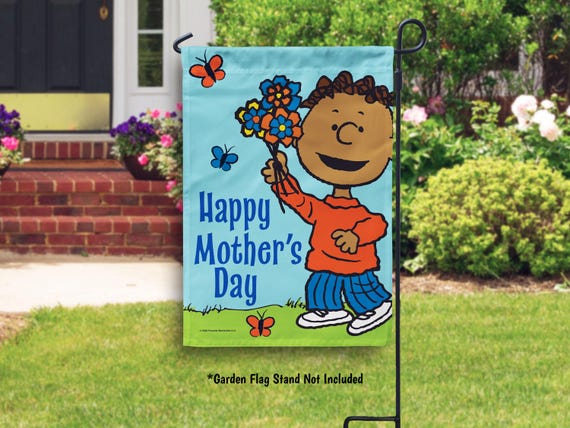 Peanuts Franklin Happy Mother's Day Flag, Cute Mothers Day Decor, Peanuts Garden Flag Outdoor Decor, Unique Mothers Day Gift for Mom