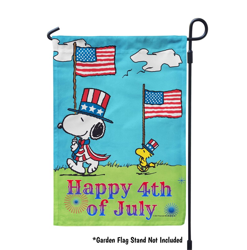Snoopy Patriotic July 4th Garden Flag Peanuts Outdoor Decor Summer Yard ...