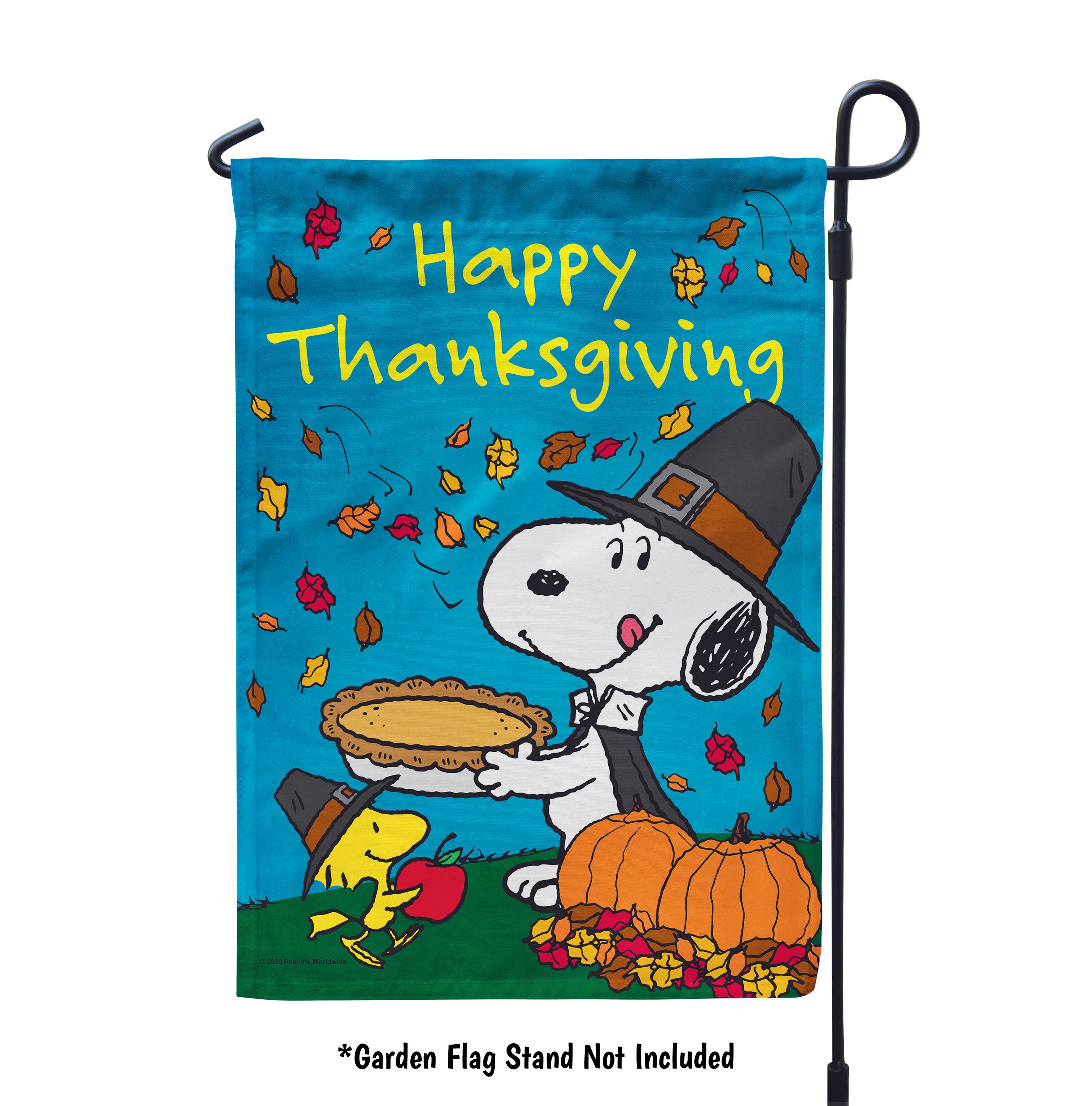 PEANUTS® Happy Thanksgiving Snoopy Garden Flag, Peanuts Fall House Flag ...