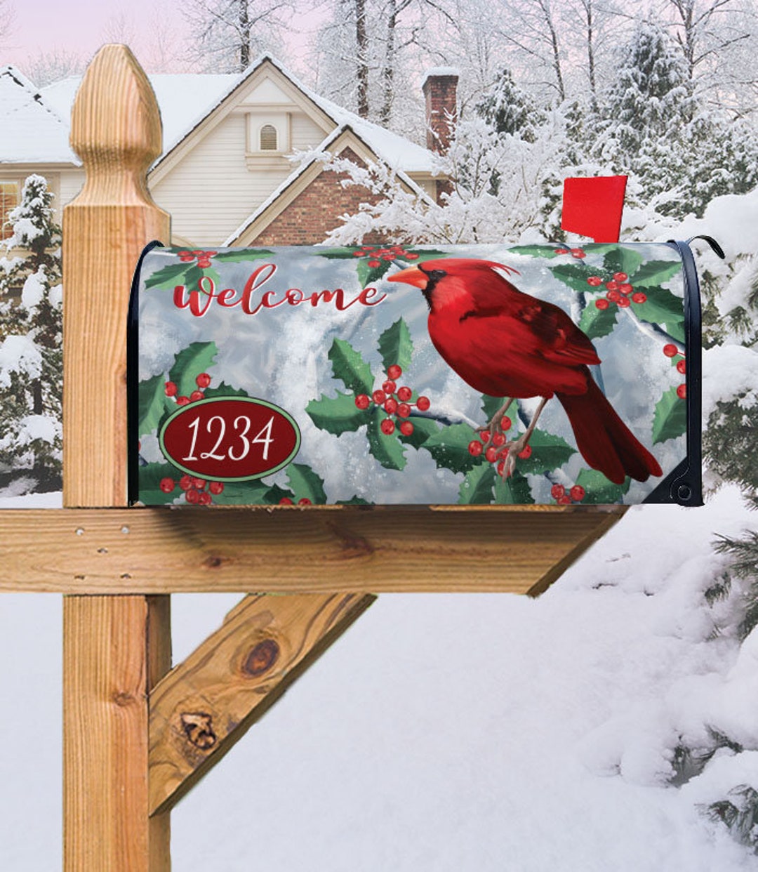 Mailbox Cover Holly Cardinal Mailbox Cover 6.5 W X 8.5 H Etsy