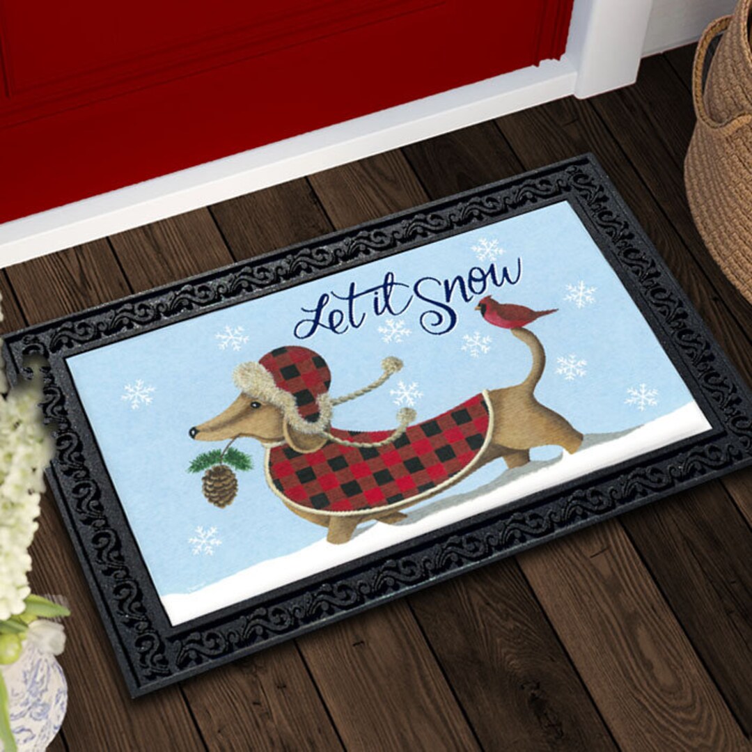 Christmas, Let It Snow Winter Dachshund Doormat 18