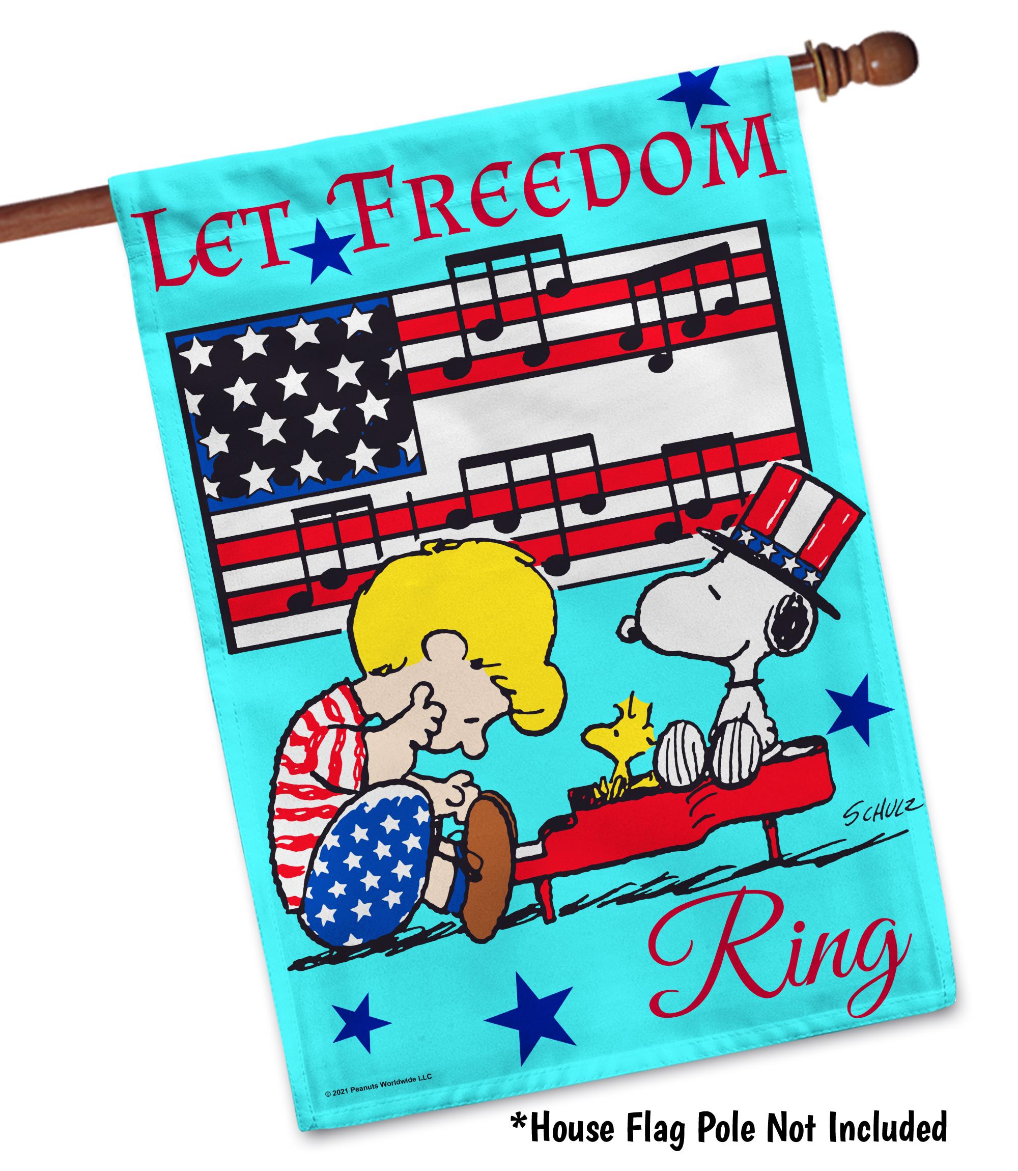 Peanuts Let Freedom Ring Snoopy Patriotic Garden Flag or House Flag ...