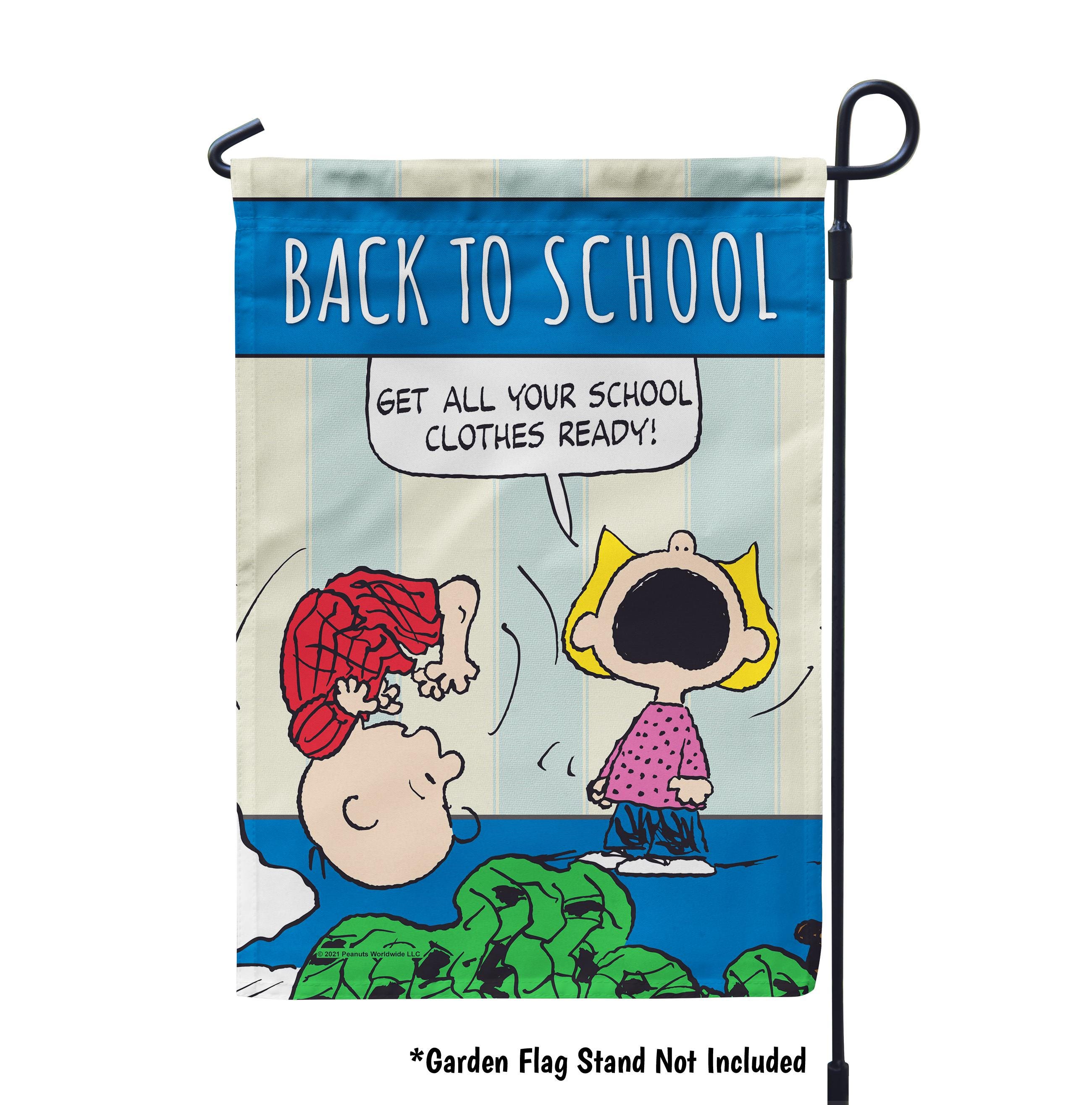 Peanuts Back to School Charlie Brown Garden Flag Funny School House ...