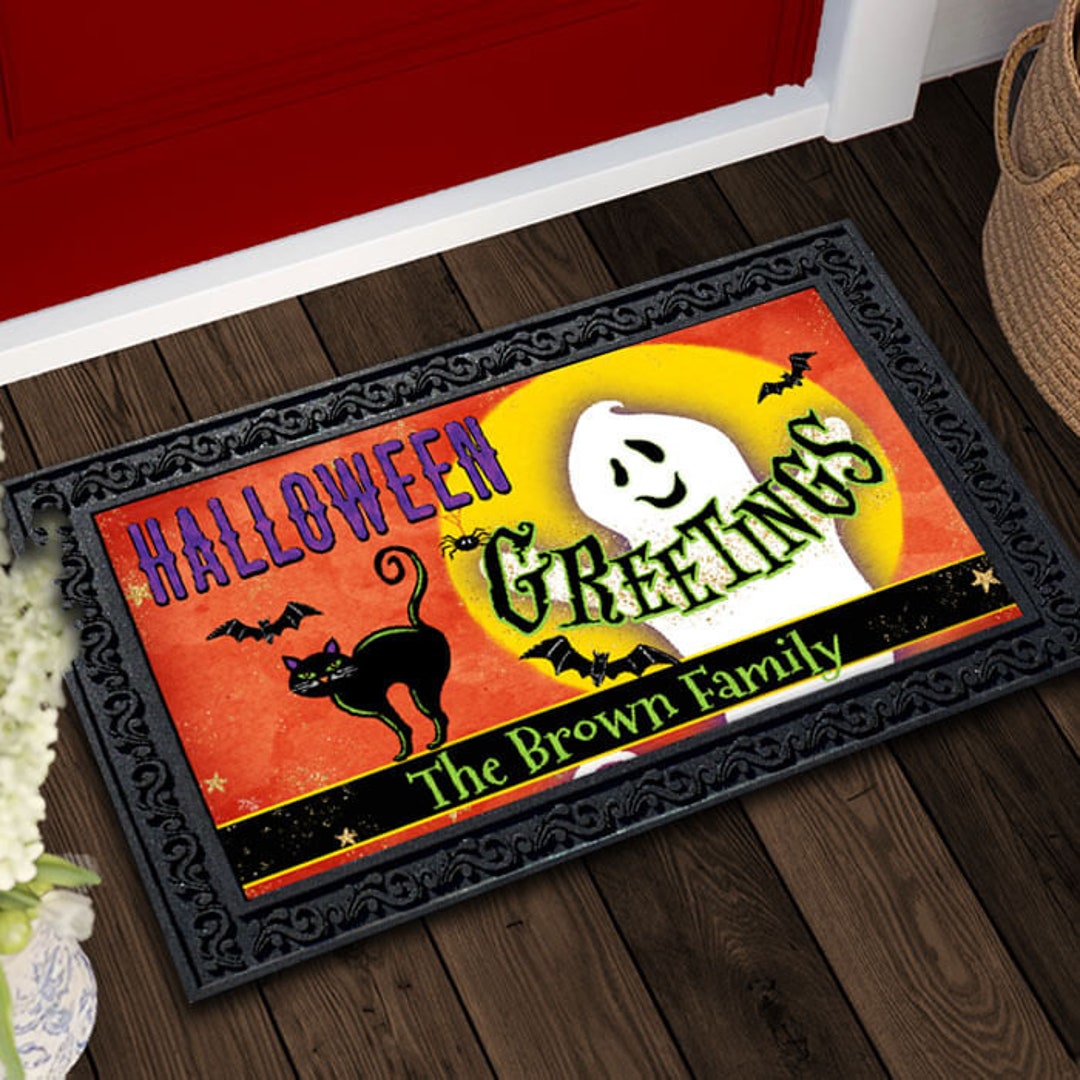 Doormat Personalized Halloween Greetings Ghost Doormat Etsy.de