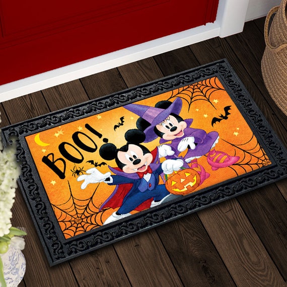 Disney Halloween Doormat, Halloween Mickey Outdoor Door mat, Cute Halloween Rug, Halloween Mickey Minnie Boo!