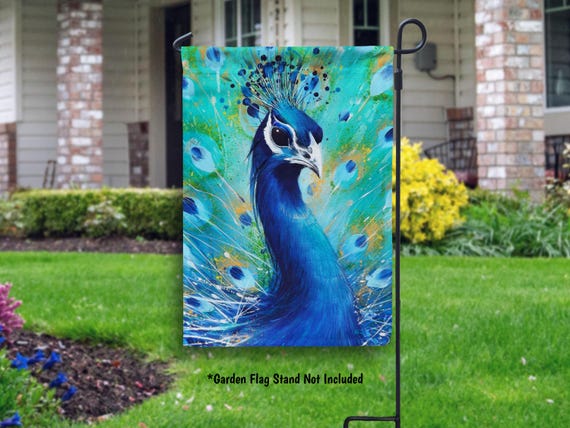 Peacock Spring Garden Flag Outdoor Lawn Decoration Garden Decor for Grandma Garden Gift Outdoor Summer Yard Flag Decor Peacock Lover Gift